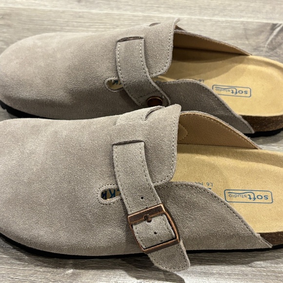 Suede Clogs, Size 38 (US 7.5) – Memory Foam Slip-On Sandals - Picture 3 of 5